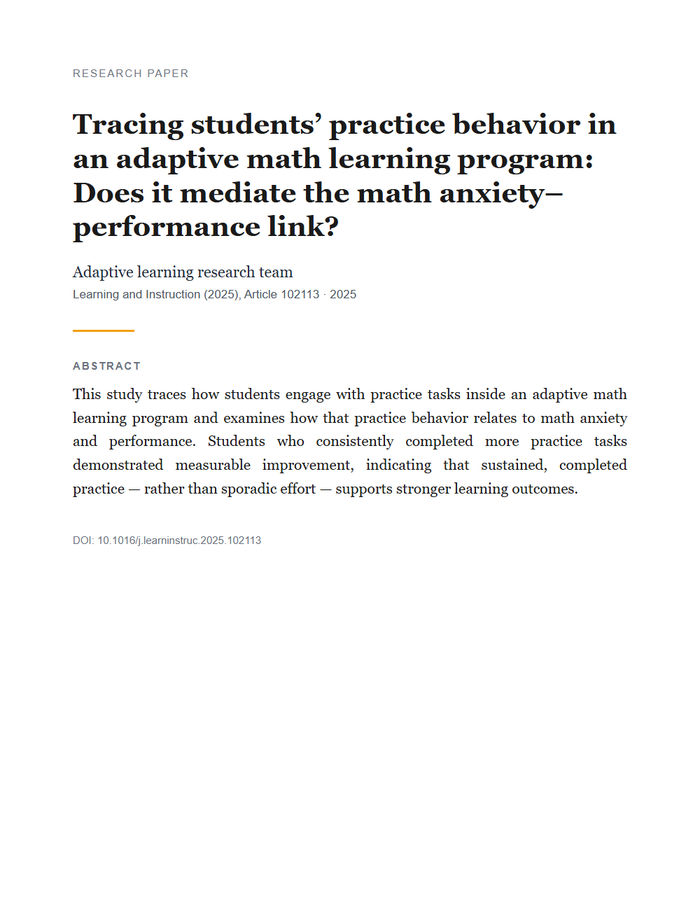 First page of Tracing Students’ Practice Behavior in an Adaptive Math Learning Program
