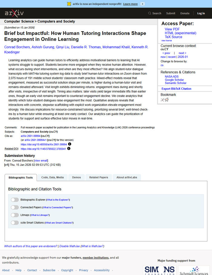 First page of How Human Tutoring Interactions Shape Engagement in Online Learning